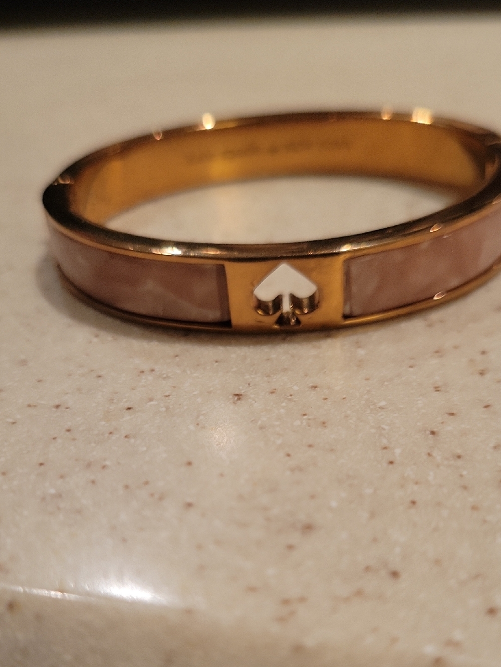 Kate Spade Gold-Tone and Pink Enamel Spade Bangle Worn Twice